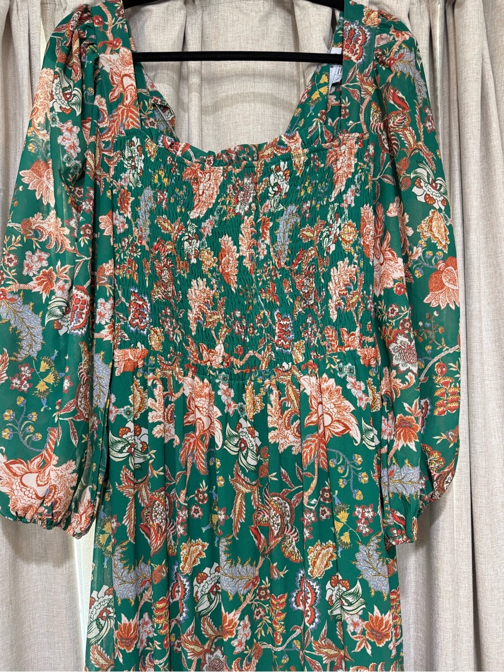 Baltic Born Green Floral Smocked Maxi Dress with Puff Sleeves - Picture 10 of 10